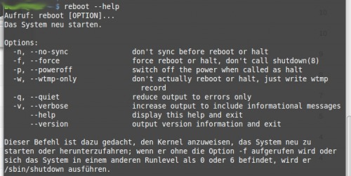 Linux Command - Neustart: Reboot | Herunterfahren: Shutdown