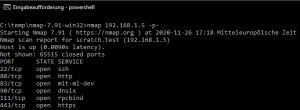 Preview cmd Portscan - Test devices on the network for their services.