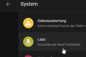 Preview ✓ Home Assistant Vorschau auf neue Funktionen: Labs