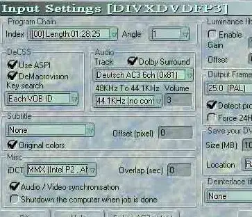 Preview erzeuge aus einer DVD direkt eine mpeg Datei mit DVDx