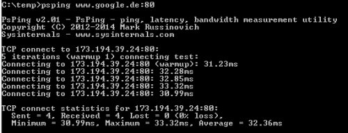Preview PING Port - Windows cmd: PsPing - PowerShell Test-Netconnection