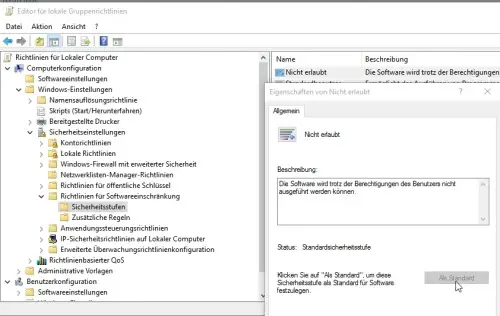 Preview Windows: Anwendungen blockieren oder erlauben: Softwareeinschränkung
