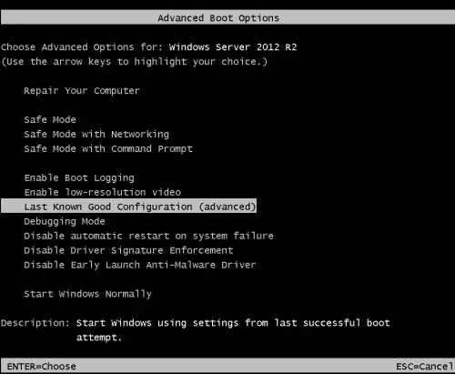 Preview Inaccessible boot device 2012r2