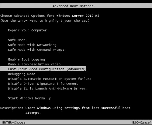 Preview Inaccessible boot device 2012r2