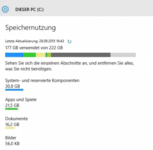 Preview Windows 10 ausmisten - volle Festplatte bereinigen
